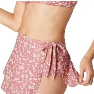 Andie Swim‎ Sarong Bottom Side Tie Skirt Coverup Ditsy Floral Rose Pink Size L